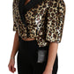 Dolce & Gabbana Gold Leopard Print Short Sleeve Blazer