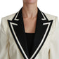 Dolce & Gabbana Elegant Cream & Black Detailed Blazer