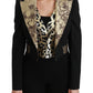 Dolce & Gabbana Opulent Black Gold Floral Jacket and Vest Ensemble