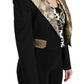 Dolce & Gabbana Opulent Black Gold Floral Jacket and Vest Ensemble