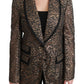 Dolce & Gabbana Elegant Gold Floral Lace Blazer Jacket