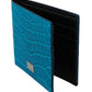 Dolce & Gabbana Blue Alligator Pattern Leather Bifold Wallet