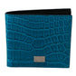 Dolce & Gabbana Blue Alligator Pattern Leather Bifold Wallet