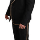 Dolce & Gabbana Elegant Black Silk-Blend 3 Piece Suit