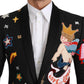 Dolce & Gabbana Chic Black Multicolor Motif Slim Fit Blazer