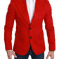 Dolce & Gabbana Elegant Red Cashmere Slim Fit Blazer