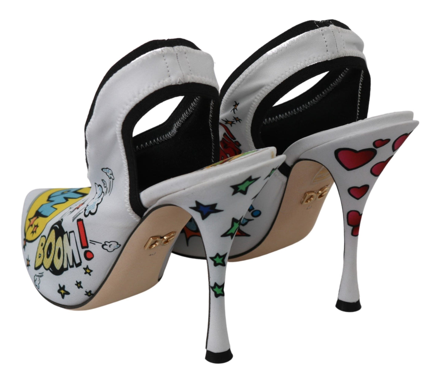 Dolce & Gabbana Chic White Multicolor Slingbacks Pumps