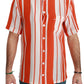 Dolce & Gabbana Elegant Striped Silk Shirt - White & Orange