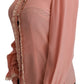 Dolce & Gabbana Pink Silk Gold Sequin Lace Blouse Shirt