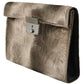 Dolce & Gabbana Beige Velvet Croco-Print Leather Briefcase Clutch