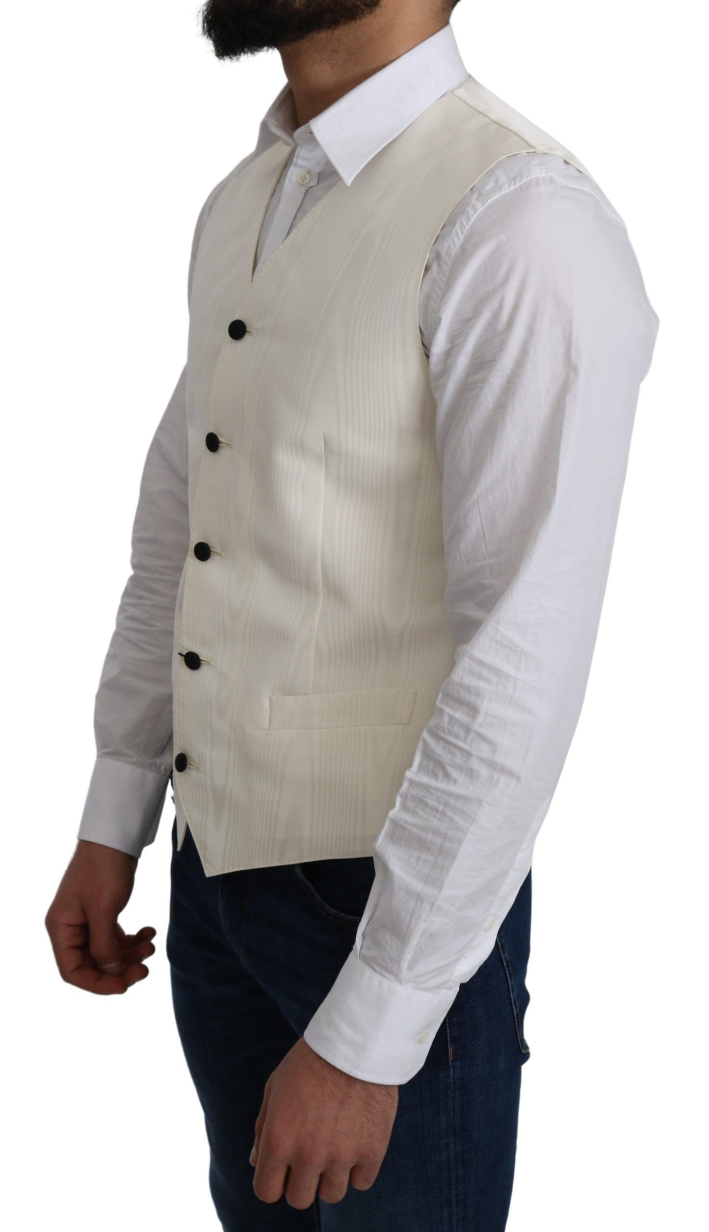 Dolce & Gabbana Elegant Off-White Silk Formal Vest