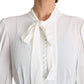 Dolce & Gabbana Elegant White Scarf Neck Blouse