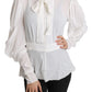 Dolce & Gabbana Elegant White Scarf Neck Blouse