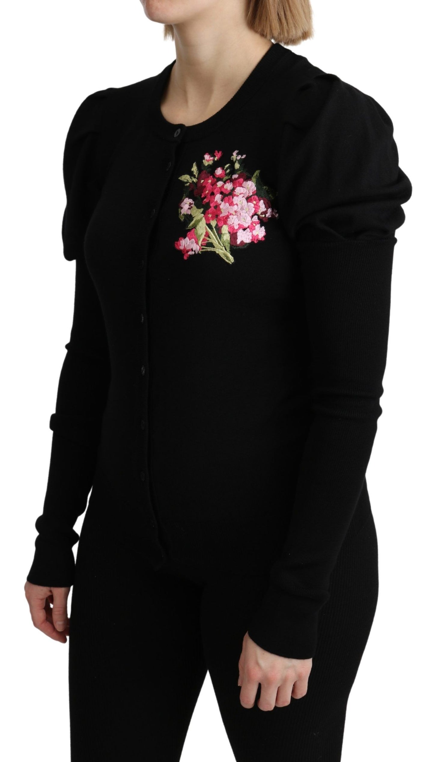 Dolce & Gabbana Elegant Floral Embroidered Wool Cardigan