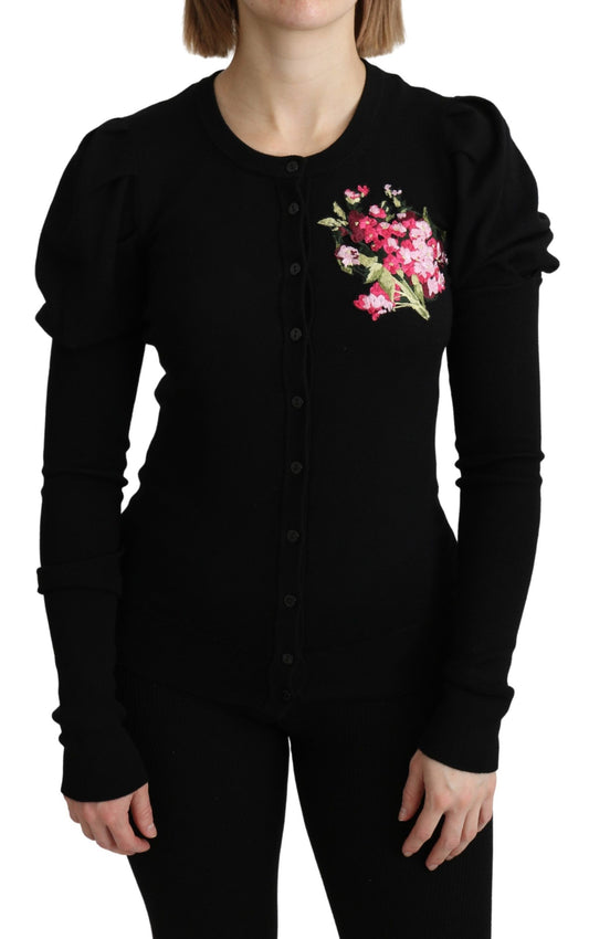 Dolce & Gabbana Elegant Floral Embroidered Wool Cardigan