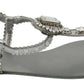 Dolce & Gabbana Elegant Silver Flats with Crystal Embellishments