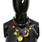 Dolce & Gabbana Crystal Embellished Floral Charm Necklace