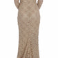 Dolce & Gabbana Beige Floral Lace Long Sleeve Maxi Dress