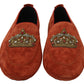 Dolce & Gabbana Elegant Orange Leather Moccasin Slippers