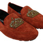 Dolce & Gabbana Elegant Orange Leather Moccasin Slippers