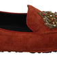 Dolce & Gabbana Elegant Orange Leather Moccasin Slippers