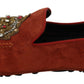 Dolce & Gabbana Elegant Orange Leather Moccasin Slippers