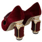 Dolce & Gabbana Red Velvet Crystal-Embellished Mary Janes Heels