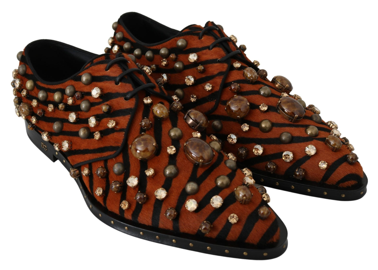 Dolce & Gabbana Tiger Pattern Crystal Embellished Flats