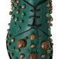 Dolce & Gabbana Emerald Leather Dress Shoes with Crystal Accents