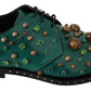 Dolce & Gabbana Emerald Leather Dress Shoes with Crystal Accents