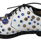 Dolce & Gabbana Elegant White Leather Dress Shoes With Crystals