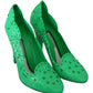 Dolce & Gabbana Green Crystal Floral Heels CINDERELLA Shoes