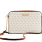 Michael Kors Jet Set Large East West Saffiano Leather Crossbody Bag Handbag (Vanilla Signature)