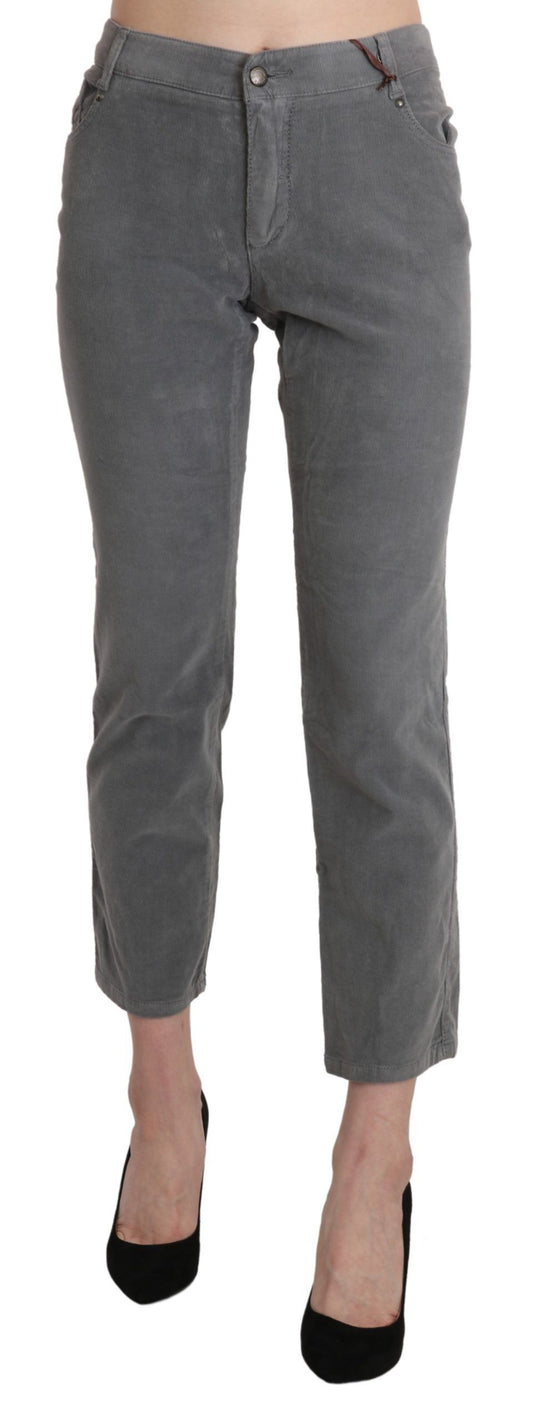 Ermanno Scervino Chic Gray Mid Waist Cropped Trousers