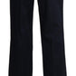 BENCIVENGA Navy Blue High Waist Straight Cotton Pants