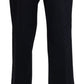 BENCIVENGA Navy Blue High Waist Straight Cotton Pants