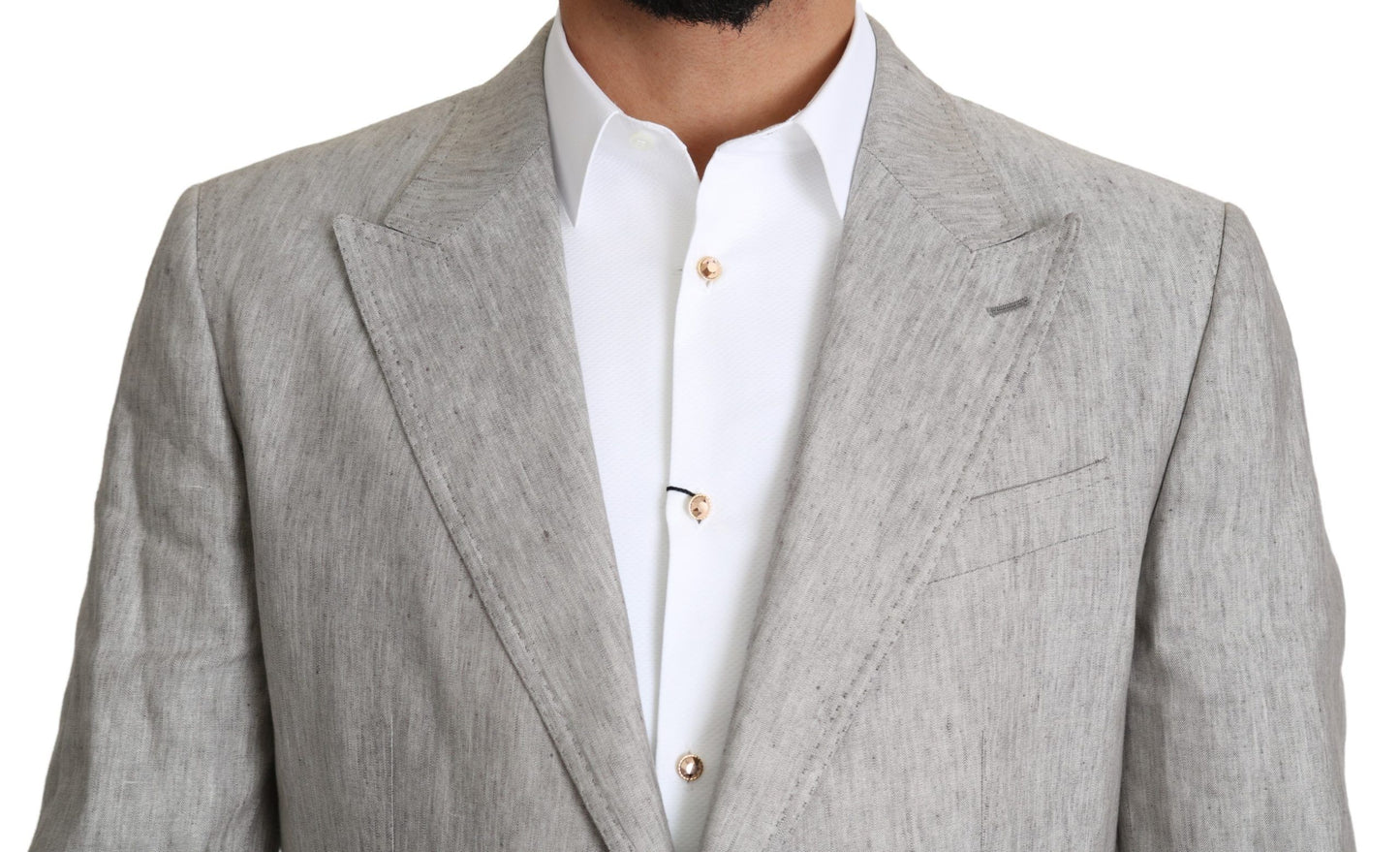 Dolce & Gabbana Elegant Slim Fit Gray Linen-Silk Suit