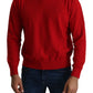 Billionaire Italian Couture Iconic Embroidered Red Wool Sweater