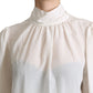 Dolce & Gabbana Elegant White Silk Pussy Bow Blouse