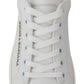 Dolce & Gabbana Chic White Leather Sneakers with Purple Accents