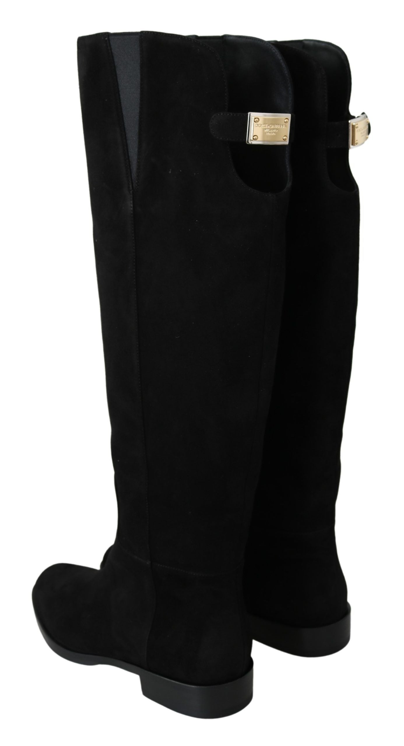 Dolce & Gabbana Elegant Black Suede Knee High Boots