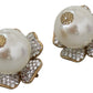 Dolce & Gabbana Floral Crystal-Pearl Clip-On Earrings