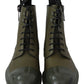 Dolce & Gabbana Chic Military Green Leather Ankle Boots