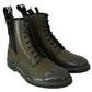 Dolce & Gabbana Chic Military Green Leather Ankle Boots