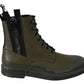 Dolce & Gabbana Chic Military Green Leather Ankle Boots