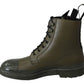 Dolce & Gabbana Chic Military Green Leather Ankle Boots