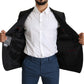 Dolce & Gabbana Elegant Black Jacquard Slim Fit Blazer