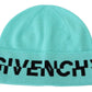 Givenchy Aquamarine Green Wool Beanie with Signature Logo