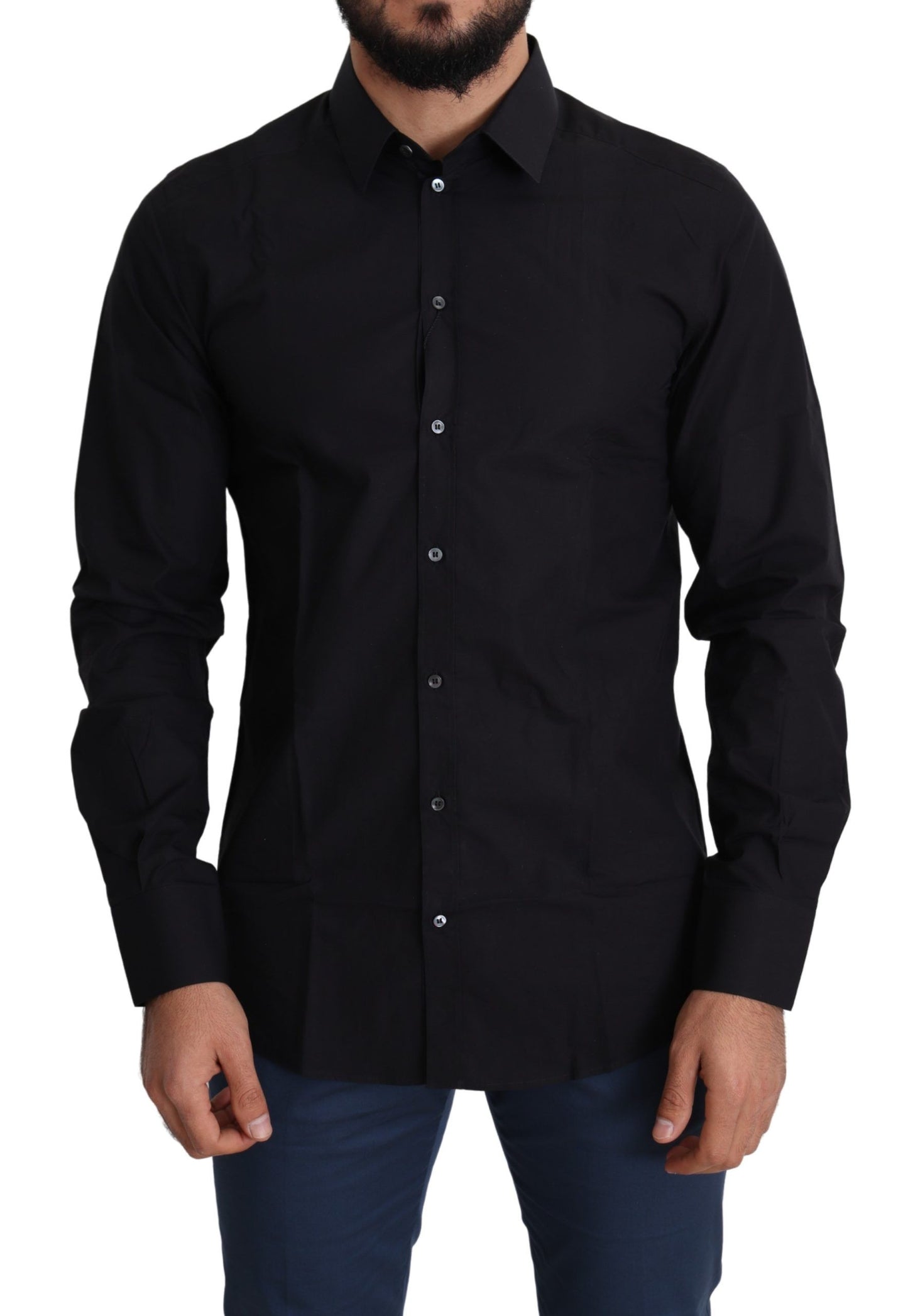 Dolce & Gabbana Sleek Black Cotton Dress Shirt