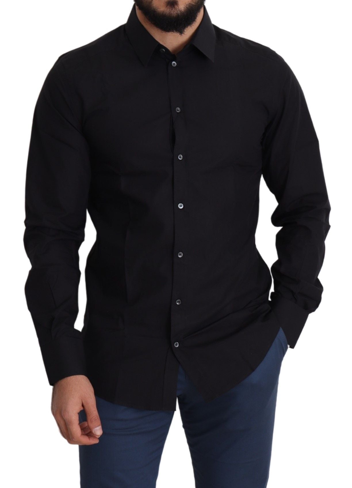 Dolce & Gabbana Sleek Black Cotton Dress Shirt